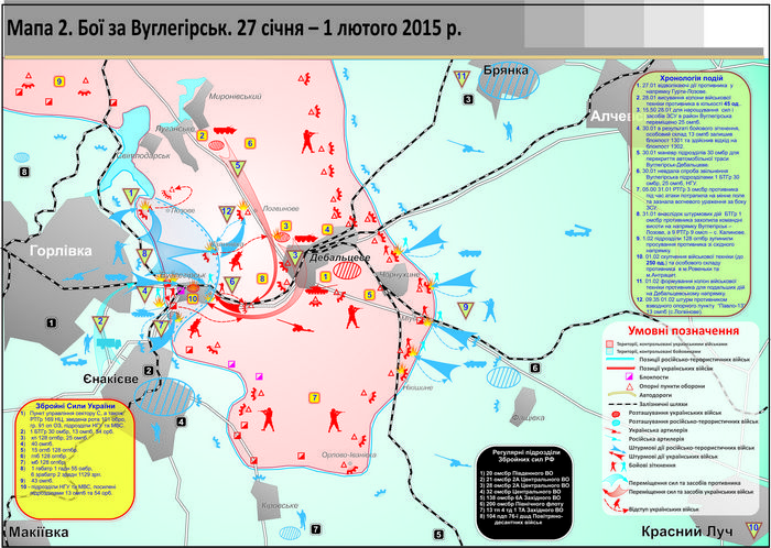 Вуглегірськ 27 січня - 2 лютого 2015 мапа ГШ ЗСУ