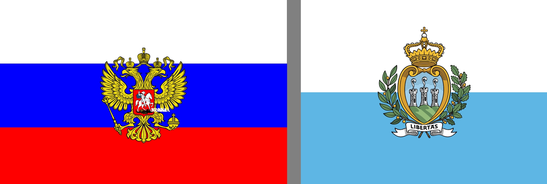 Для порівняння: штандарт президента Росії і прапор Сан-Марино. Колаж: "Новинарня"