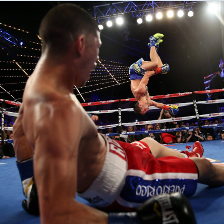 Ломаченко на фоні поваленого Мартінеса. Фото: Boxing News
