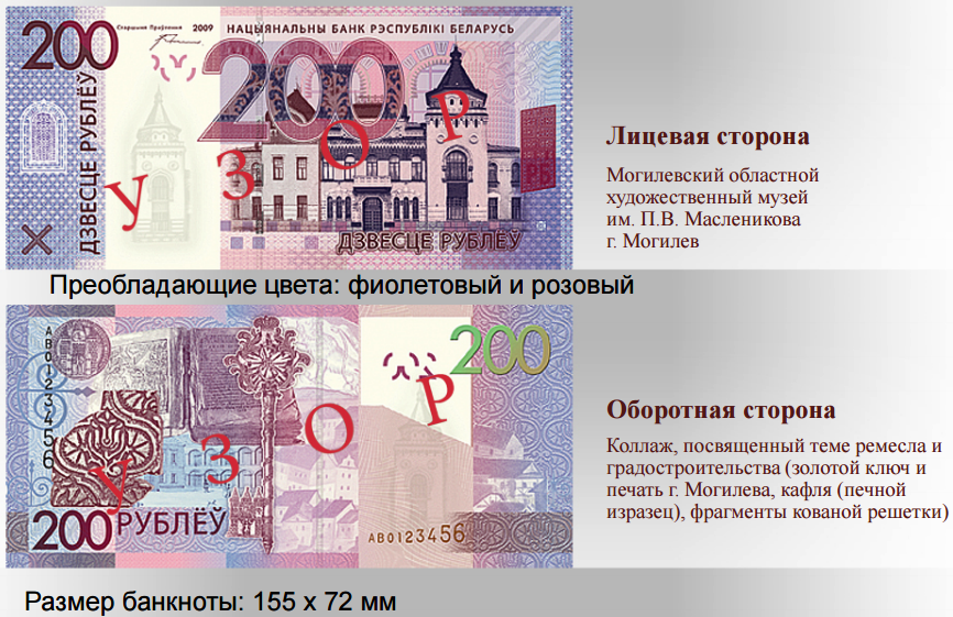 200 білоруських рублів 2016