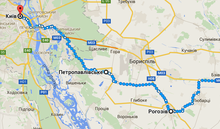маршрут хресної ходи зі сходу без заходу в Бориспіль