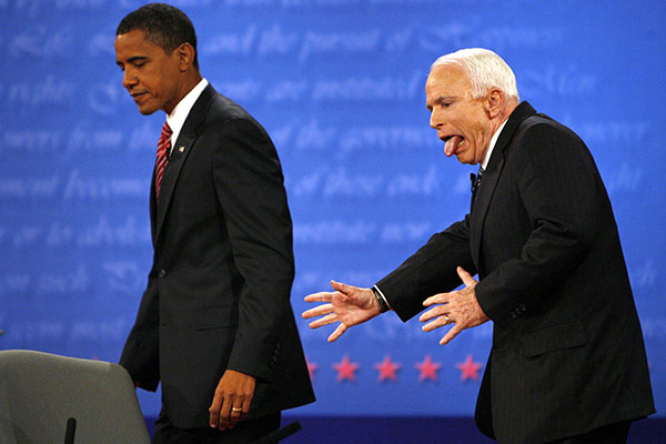Джон Маккейн і Барак Обама на дебатах 2008
