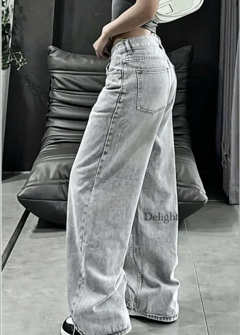 стильні джинси баггі жіночі сірого кольору