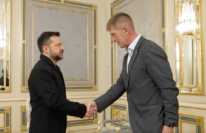 Президент України Володимир Зеленський і міністр оборони Естонії Мартін Хемер